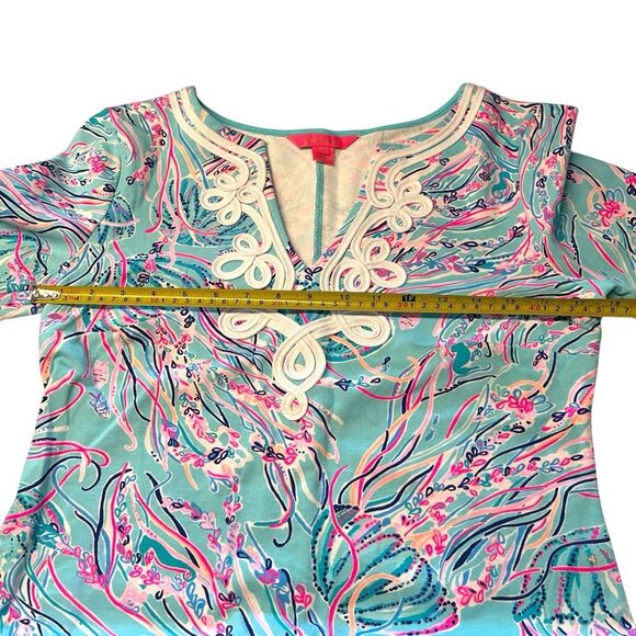 Lilly Pulitzer Size M Long Sleeve Harper Shift Dress Bayside Blue Under The Moon - Picture 6 of 9